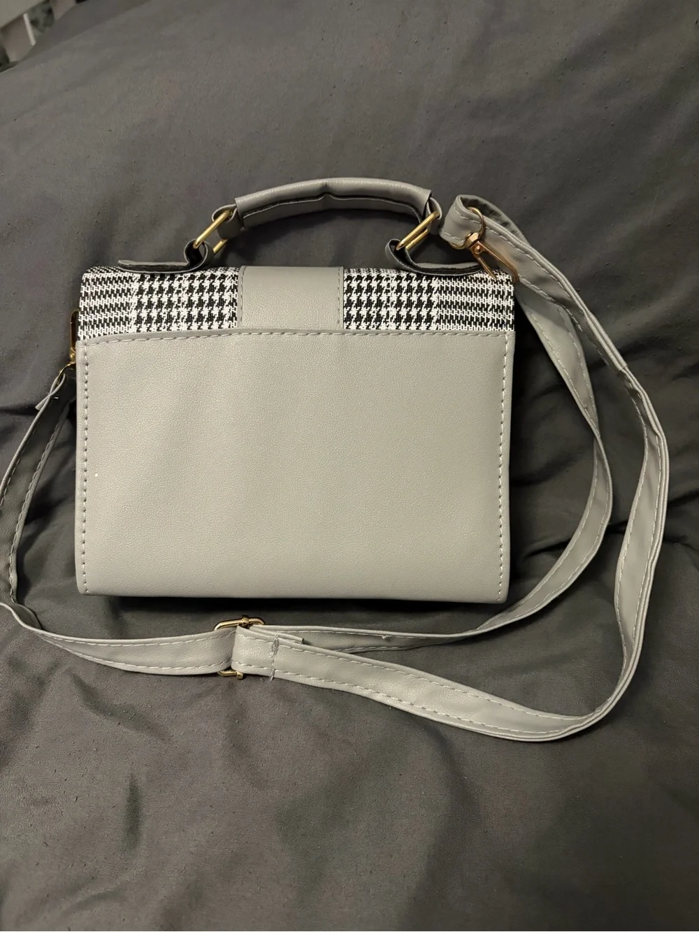 Women’s Grey Houndstooth Accent Crossbody Bag